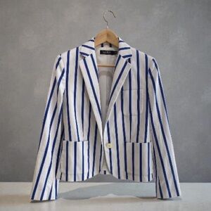 Ralph Lauren Blue and White Striped Blazer